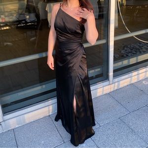 Charmeuse draped one-shoulder bridesmaid dress